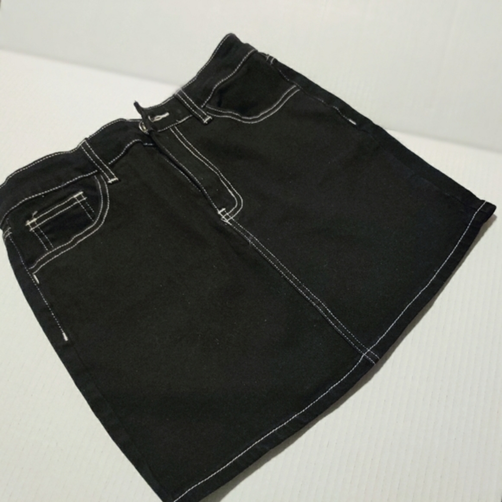 Black Denim Skirt